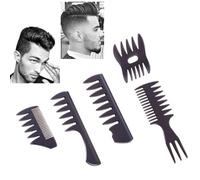 Set di 5 pettini professionali per acconciature, double face, per parrucchieri, barbieri, parrucchieri, retrò, accessori durevoli per uomini e ragazzi, per tutti i tipi di capelli, colore nero