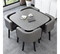 Set di 5 pezzi con 1 tavolo e 4 sedie, tavolo quadrato da conferenza, scrivania e sedie per reception, scrivania per sala da pranzo, cucina, balcone, camera da letto, biblioteca, sala da biliardo