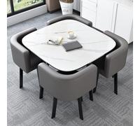 Set di 5 pezzi con 1 tavolo e 4 sedie, tavolo quadrato da conferenza, scrivania e sedie per reception, scrivania per sala da pranzo, cucina, balcone, camera da letto, biblioteca, sala da biliardo