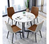 Set di 5 pezzi con tavolo da pranzo rotondo e 4 sedie imbottite per ufficio, reception, sala conferenze, hotel, sala riunioni, sala da pranzo casual, salotto, balcone, camera da letto (colore