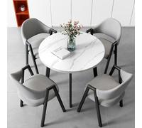 Set di 5 pezzi con tavolo e sedie da ufficio rotondi, mobili per sala conferenze, sedie da pranzo in tessuto, ideali per reception e patio, versatile per uso domestico e ufficio