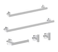 Set di 5 pezzi di accessori da bagno, 60 cm + 39 cm, barra portasciugamani da bagno in acciaio inox SUS304, cromato lucido