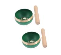Set di 5 pezzi di campane tibetane for meditazione con ciotole di rame e percussioni in legno Kit di terapia del suono yoga for consapevolezza e sollievo dallo stress(8x4cmx2pcs)