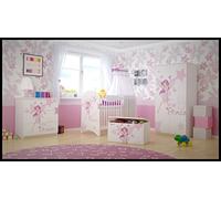 Set di 5 pezzi di mobili per bambini - culla + materasso + armadio + cassettiera + box per giocattoli (modello 16)