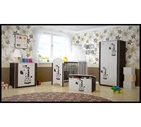 Set di 5 pezzi di mobili per bambini - culla + materasso + armadio + cassettiera + box per giocattoli (modello 21)
