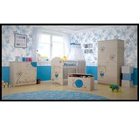 Set di 5 pezzi di mobili per bambini - culla + materasso + armadio + cassettiera + box per giocattoli (modello 3)