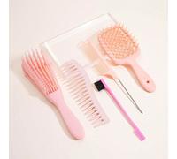 Set di 5 pezzi di pettini professionali per acconciature, adatti per capelli ricci, composto da: spazzola per bordi, pettine a coda, spazzola per gel, spazzola Denman, spazzola per il controllo dei bo