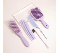 Set di 5 pezzi di pettini professionali per acconciature, adatti per capelli ricci, composto da spazzola per bordi, pettine a coda, spazzola per gel, spazzola Denman, spazzola per il controllo dei bor