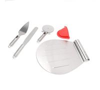 Set di 5 pezzi di spatole per pizza in acciaio inox, taglia-pizza e pala con finitura a specchio, manico ergonomico per pizza, torte, pasticcini e waffle, include una spatola di