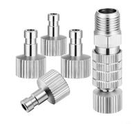 Set di 5 pezzi per aerografo a sgancio rapido con valvola, adattatore connettore in metallo per pistole e compressori, controllo preciso del flusso d'aria, antiruggine, argento, 44 mm, per modello