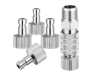Set di 5 pezzi per aerografo a sgancio rapido con valvola, adattatore connettore in metallo per pistole e compressori, controllo preciso del flusso d'aria, antiruggine, argento, 44 mm, per modello