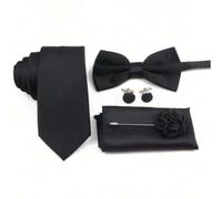 Set di 5 pezzi per sposo/testimone - Include outfit nero da 5 pezzi: cravatta, papillon, fazzoletto da taschino Colore unicoPoliestere