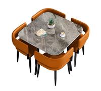 Set di 5 pezzi tavolo da pranzo moderno per piccoli spazi, tavolo da cucina quadrato/rotondo con 4 sedie per sala da pranzo, elegante tavolo e sedie per riunione o negoziazione, ideale per uso