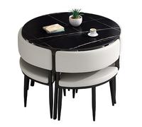 Set di 5 pezzi tavolo da pranzo moderno per piccoli spazi, tavolo da cucina quadrato/rotondo con 4 sedie per sala da pranzo, elegante tavolo e sedie per riunione o negoziazione, ideale per uso