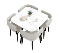 Set di 5 pezzi tavolo da pranzo moderno per piccoli spazi, tavolo da cucina quadrato/rotondo con 4 sedie per sala da pranzo, elegante tavolo e sedie per riunione o negoziazione, ideale per uso