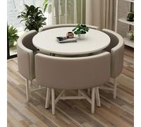 Set di 5 pezzi tavolo da pranzo rotondo salvaspazio per 4 piccoli spazi, mobili da cucina e sala da pranzo con gambe in acciaio, tavolino da caffè opzionale