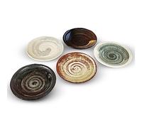 Set di 5 piatti da portata da 15 cm, in ceramica dal taglio grezzo, lavabili in lavastoviglie e adatti al microonde, stile e colore tradizionali giapponesi, piatti da dessert, piatti per antipasti.