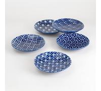 Set Di 5 Piatti Da Portata Mino Ware Giapponesi Forma Rotonda Edo Komon Giappone