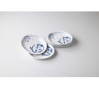 Set Di 5 Piatti Mino Ware Giapponesi Marobi Neko Rolling Cat Giappone