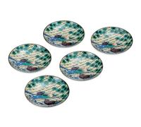 Set Di 5 Piatti Piccoli Kutani Yaki Giapponesi Con Anatra Mandarina 4in Giappone