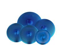 Set di 5 piatti silenziosi per basso volume, 35,6 cm, Hi Hat, 40,6 cm, Crash, 45,7 cm, Rash 50,8 cm, per batteristi, pratica per camera da letto, blu