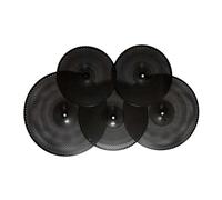 Set di 5 piatti silenziosi per basso volume, 35,6 cm, Hi Hat, 40,6 cm, Crash, 45,7 cm, Rash 50,8 cm, per batteristi, pratica per camera da letto, colore: nero