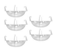Set di 5 piattini rotondi trasparenti con ganci integrati, aiutano a raccogliere acqua e terreno sotto balconi portici e cesti da patio, cestino sospeso, vaschetta antigoccia trasparente