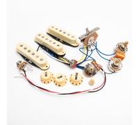 Set di 5 pickup SSS Alnico precablati per chitarre elettriche Fender Stratocaster, con aste in ottone, interruttore a 5 vie, jack di uscita e manopole per chitarre elettriche Parti di ricambio