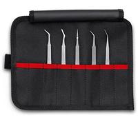 Set di 5 pinzette in acciaio inox con rotolo di attrezzi, SMD