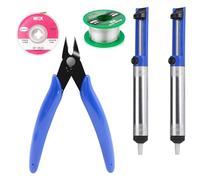 Set di 5 pompe dissaldanti, stoppino dissaldante senza piombo, con nucleo di colofonia, micro tagliafili, pinza per saldatura, accessori per saldatura, saldatura, saldatura, accessori per la