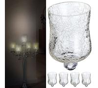 Set di 5 portacandele in vetro per candelabri, 7 x 10 cm, design Crackle