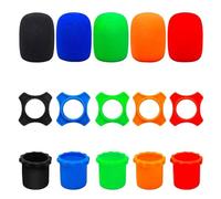 Set di 5 protezioni per microfono senza fili a prova di vibrazione, in silicone, anti rotolamento, copertura per asta inferiore per parabrezza, filtro in schiuma, per dispositivi KTV Mic