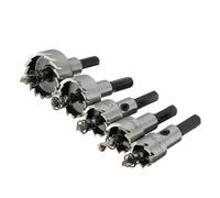 Set di 5 punte da trapano HSS rivestite in titanio, sega a tazza, 16, 18, 20, 25, 30 mm, in acciaio inossidabile, lega metallica, for la lavorazione del legno(Silver)