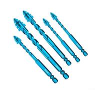 Set di 5 punte da trapano in carburo da 6/6/8/10/12 mm multimateriale per parete, vetro, legno, piastrelle in metallo, gambo esagonale blu