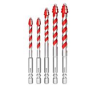 Set di 5 punte eccentriche per muratura, punte per trapano in carburo di tungsteno, 6/6/8/10/12 mm, punte multi-materiale per cemento, mattoni, ceramica, marmo, vetro e legno