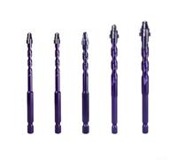 Set di 5 punte eccentriche triangolari a quattro flute per foratura di piastrelle di vetro e piastrelle, con bordi in carburo e forma a spirale per ridurre al minimo le vibrazioni e migliorare la