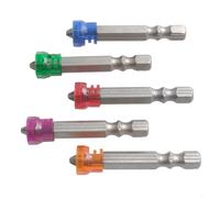 Set di 5 punte magnetiche per cacciavite PH2, testa a croce da 1/4", gambo esagonale con supporto per anello per trapano elettrico e utensili senza fili (cinque colori)
