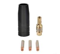 Set di 5 punte per saldatrice MIG e ugello di rivestimento nero con supporto per torcia 15ak con apertura da 0,6 mm a 1,2 mm, punti di contatto in rame rosso per la lavorazione dei metalli (0,8 mm)