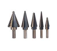Set di 5 punte per trapano a gradini HSS HSS per fori puliti, ideale per metallo, legno, plastica, punte per lamiera, punte coniche per acciaio inox, metallo, legno, plastica, ecc