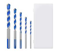 Set di 5 punte per trapano per mattoni, utensili per trapano in metallo duro, ideale per piastrelle, muratura, cemento, 4/5/6/8/10 (blu)
