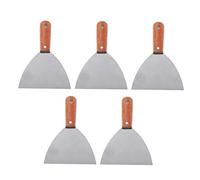 Set di 5 raschietti resistenti in acciaio al carbonio con manico in legno, qualità commerciale e multiuso, larghezza lama 10,2 cm, per barbecue e barbecue, legno+argento, 15,2 cm