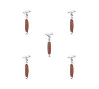 Set di 5 rasoi di sicurezza con manico in legno a doppio bordo, per barba e baffi, colore marrone, 12,5 x 4,5 x 2,5 cm