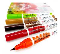 Set Di 5 Reale Talens Ecoline Liquido Acquerello Disegno Pennello Penne -