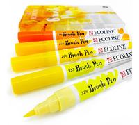 Set Di 5 Reale Talens Ecoline Liquido Acquerello Disegno Pennello Penne - Giallo