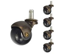Set di 5 rotelle in bronzo vintage, 5,1 cm, per sedie da ufficio, ricambi stile retrò antico, color rame dorato (5 pezzi senza freno)