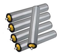 Set di 5 rulli trasportatori industriali in PVC, diametro 6,1 cm, in acciaio inox, non alimentati, rulli di ricambio per magazzini commerciali in legno (diametro 60 mm)