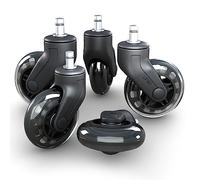 Set di 5 ruote di ricambio per sedia da ufficio per tappeti, legno e piastrelle, di alta qualità, per sedia da lavoro e da gioco, ruote in gomma liscia e silenziosa per sedia da ufficio