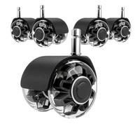 Set di 5 ruote for sedia da ufficio resistenti - Ruote di ricambio universali da 2 pollici, capacità totale di 2200 libbre(Black,M10x22mm)