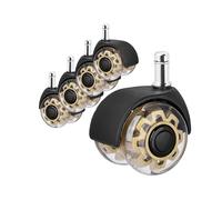 Set di 5 ruote for sedia da ufficio resistenti - Ruote di ricambio universali da 2 pollici, capacità totale di 2200 libbre(Grey,M10x22mm)