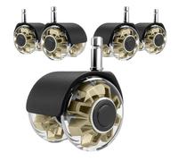 Set di 5 ruote for sedia da ufficio resistenti - Ruote di ricambio universali da 2 pollici, capacità totale di 2200 libbre(Gold,M10x22mm)